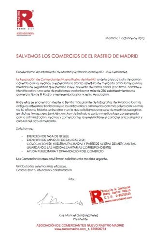 Carta al Ayuntamiento – 01 de Octubre de 2020